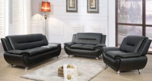 Flexible Black Faux Leather Sofa Set Comfort Meets Style