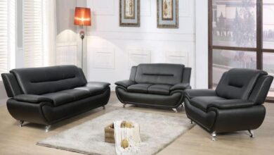 Flexible Black Faux Leather Sofa Set Comfort Meets Style