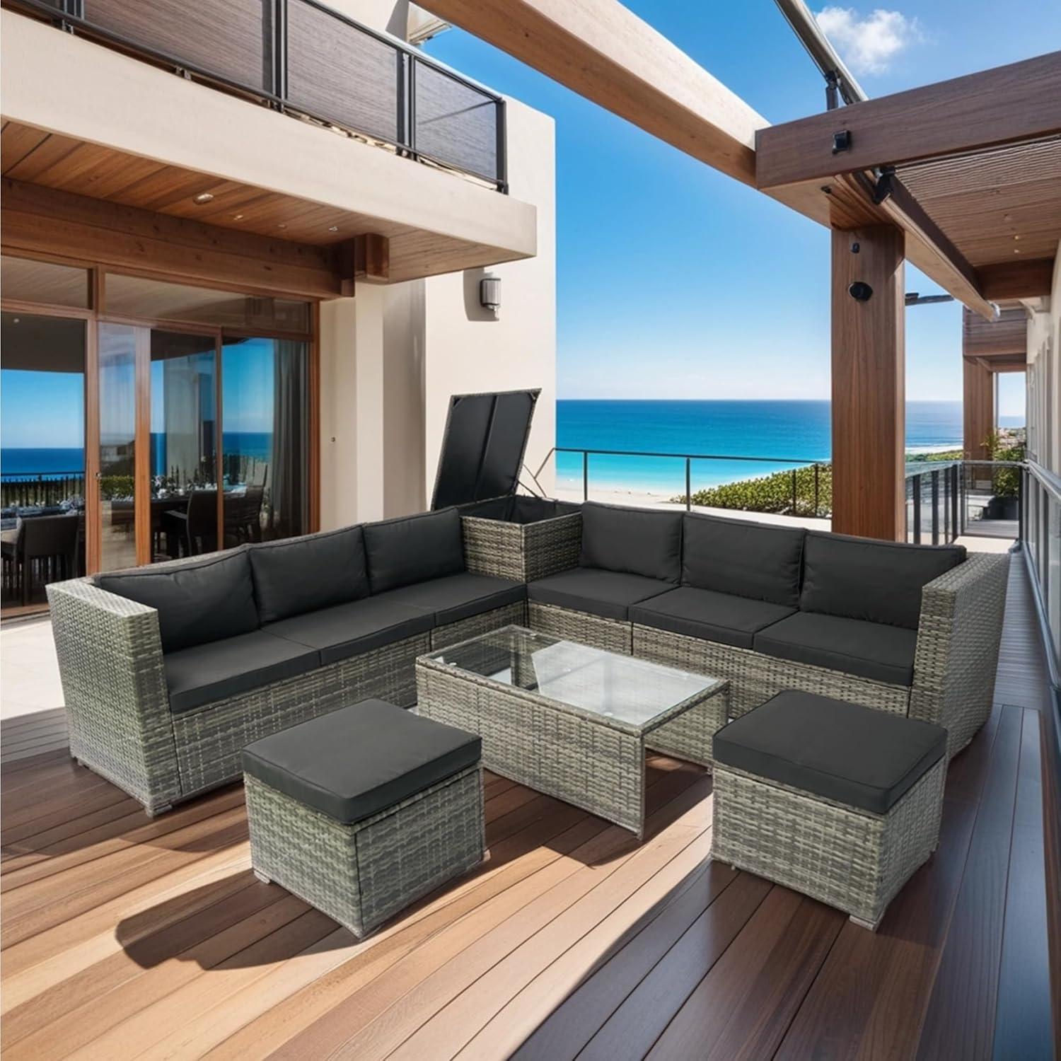 Flexible Comfort Meets Stylish Durability In Emkk 8 Piece Patio Set