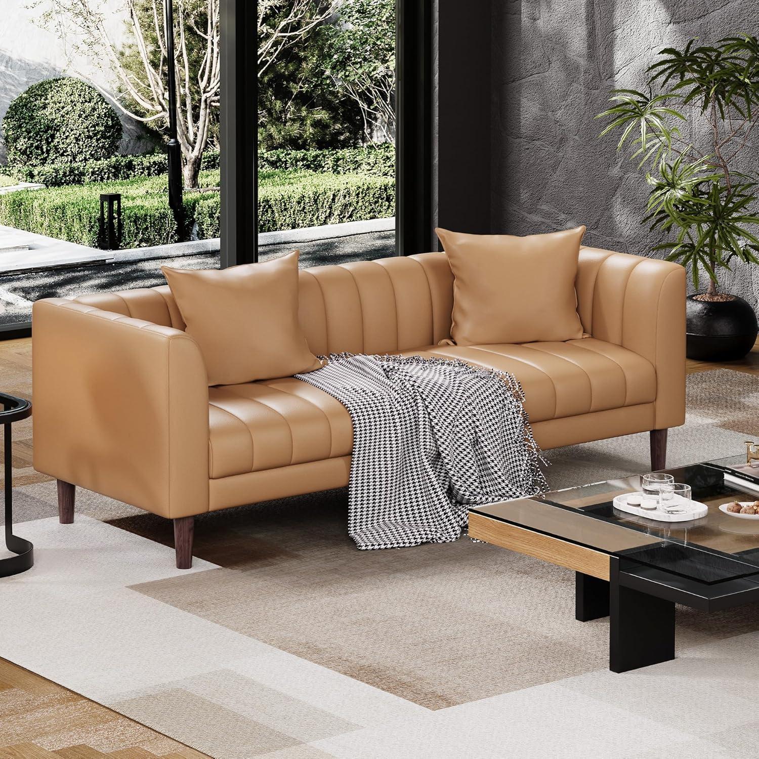 Garveehome Faux Leather 78 In Sofa For Your Small Space