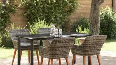 Gather Around Exploring The 5 Piece Grey Poly Rattan Dining Set
