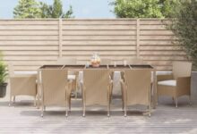 Gather Around The Spacious 9 Piece Patio Dining Set For Relaxed Meals