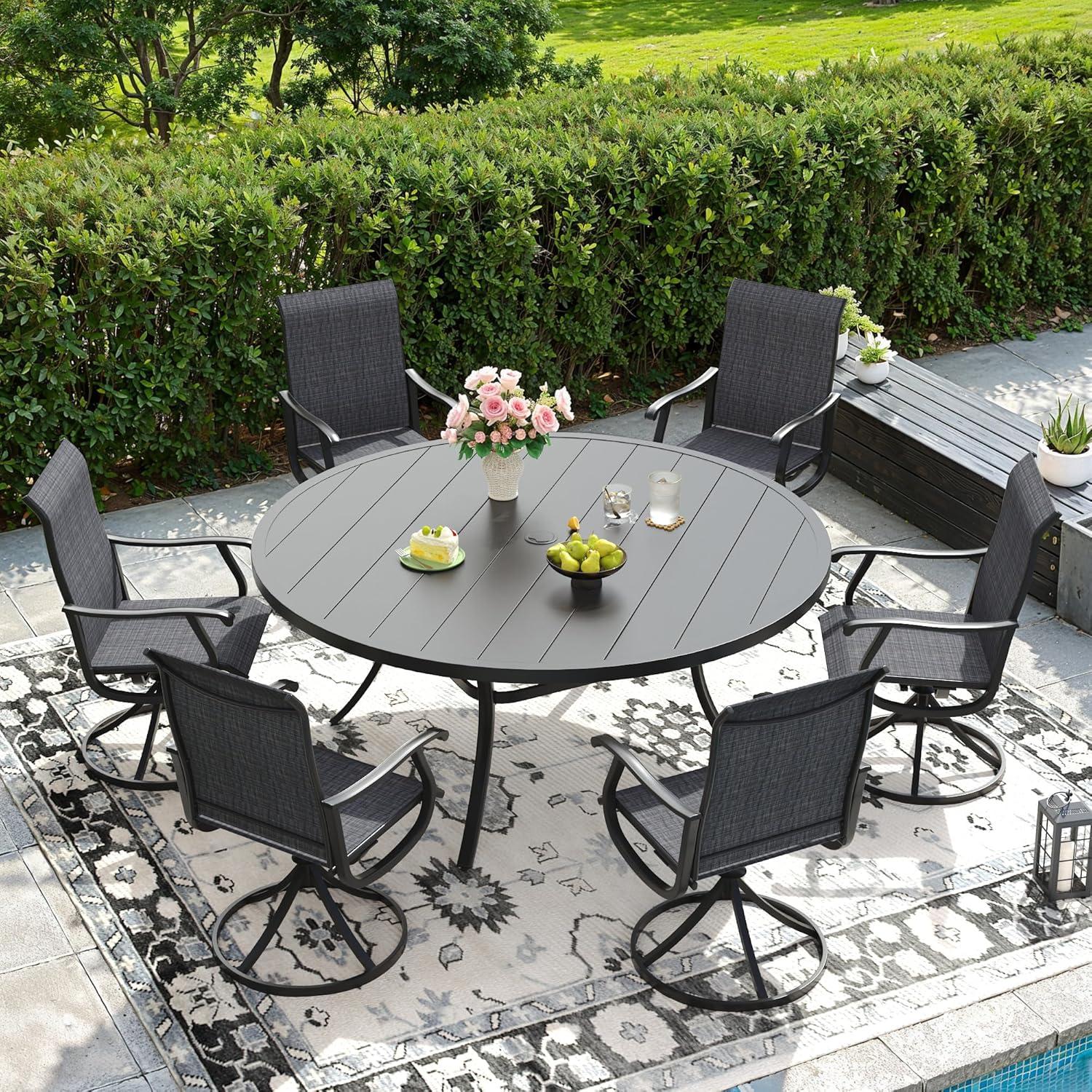 Gathering Around The Stylish And Sturdy Dify 7 Piece Patio Set