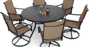 Gathering Comfort Yellow Swivel Chair Dining Set For Outdoors