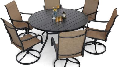 Gathering Comfort Yellow Swivel Chair Dining Set For Outdoors