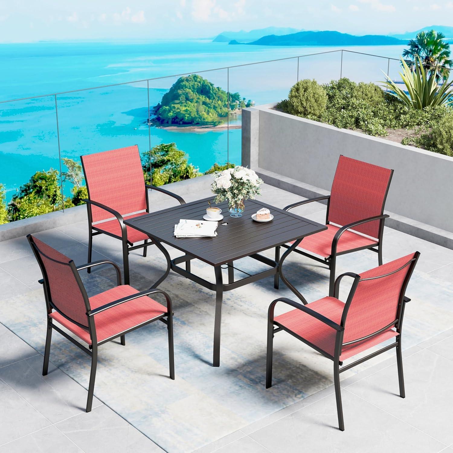 Gathering Outdoors: Red Patio Dining Set That Blends Style & Comfort