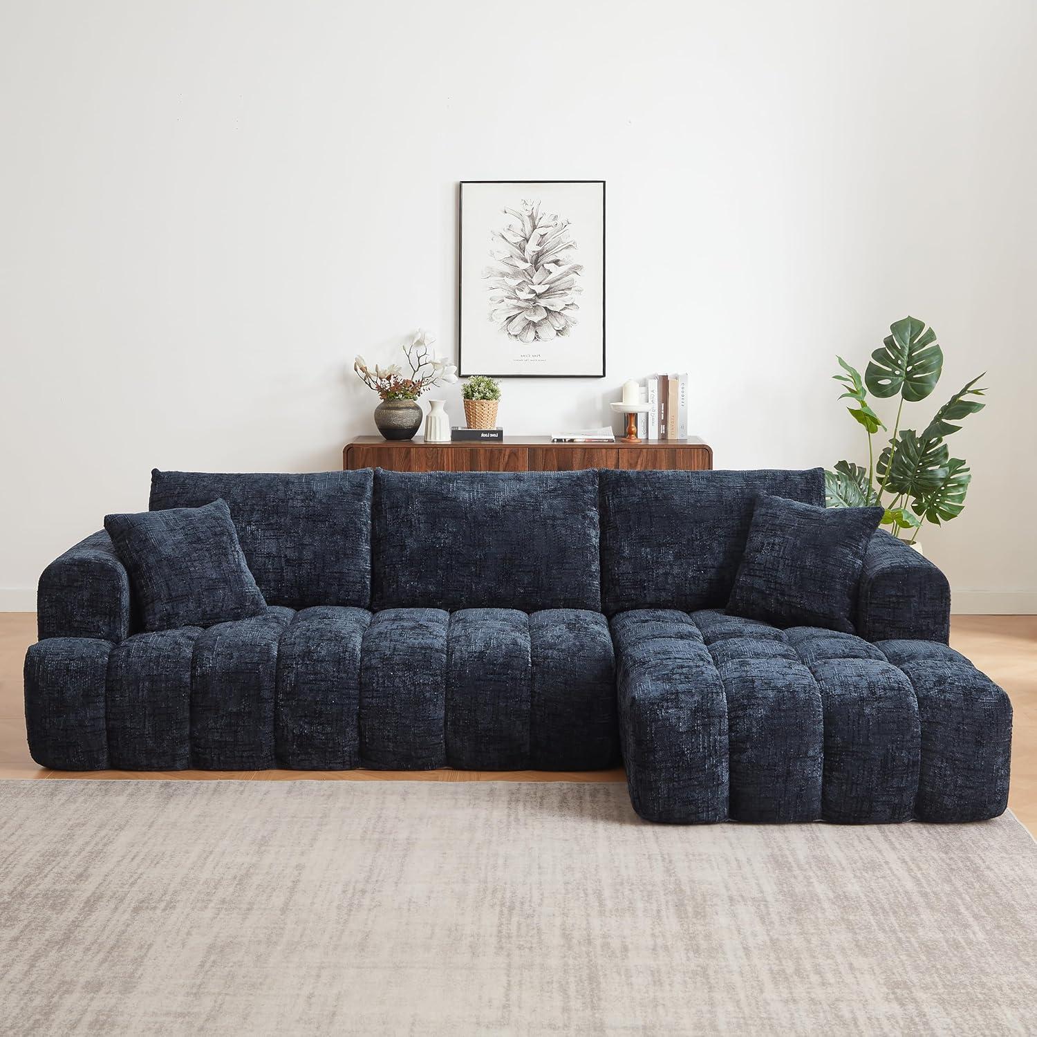 L Shaped Sectional Couch 108 Inch Chenille Fits Your Room