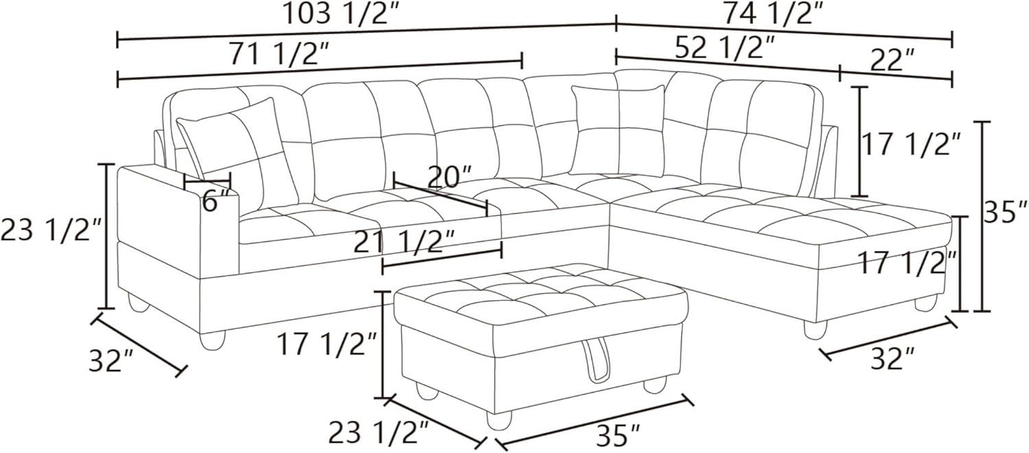 Leather L-Shape Sectional 103