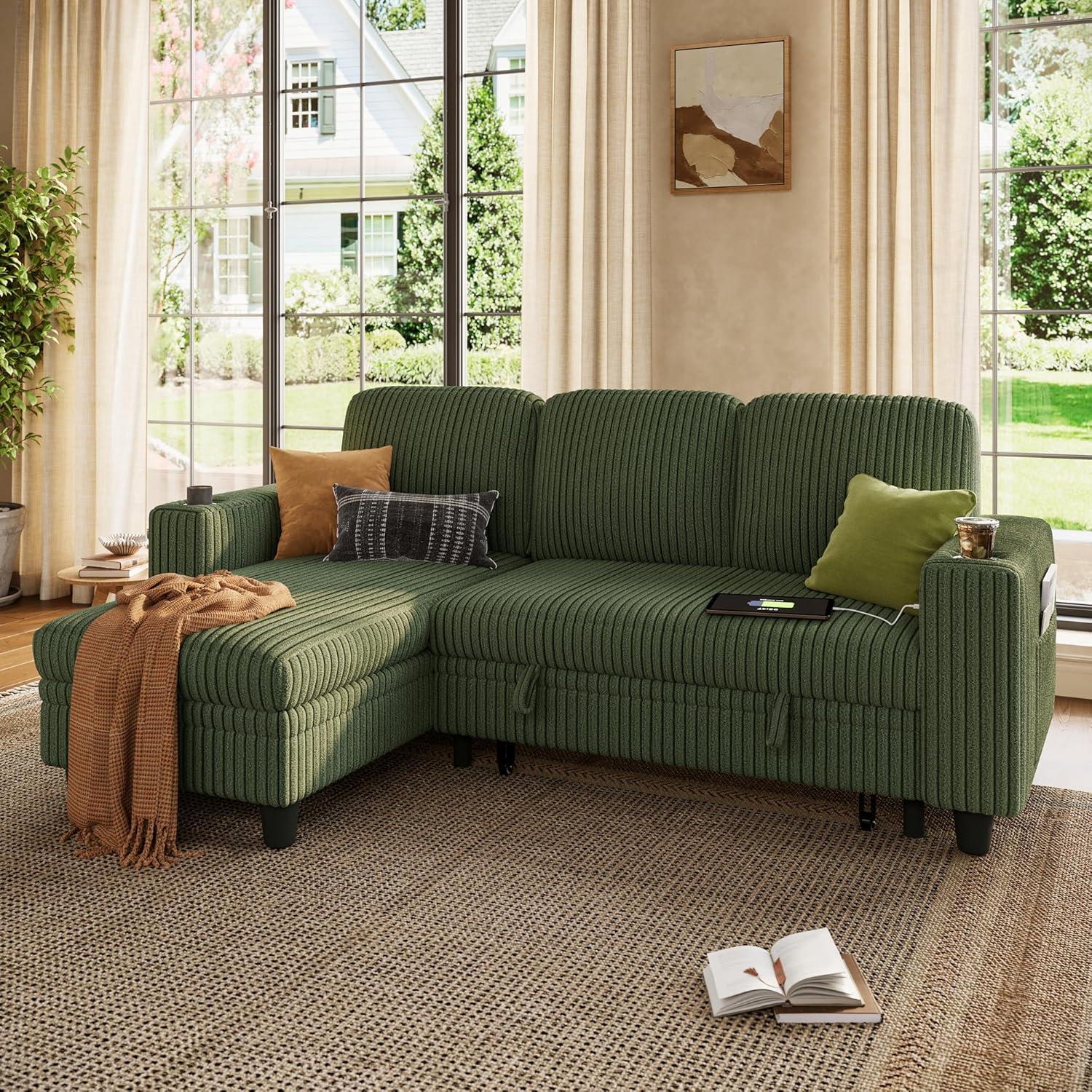 Linsy Home Green Sleeper Sofa Stylish Comfort Meets Smart Storage