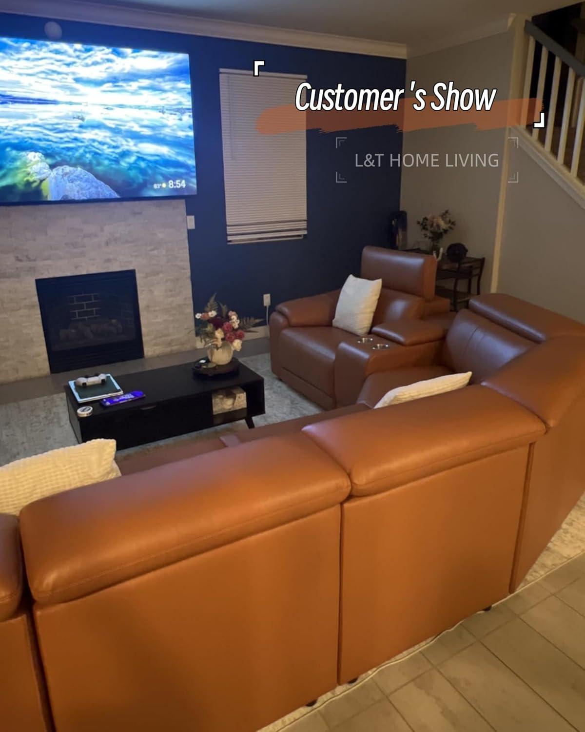 L&T Home​ Living Flannel Recliner ‍Sofa Set — for‌ your space