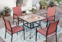 Making Outdoor Meals Cozy Red 5 Piece Patio Dining Set Review