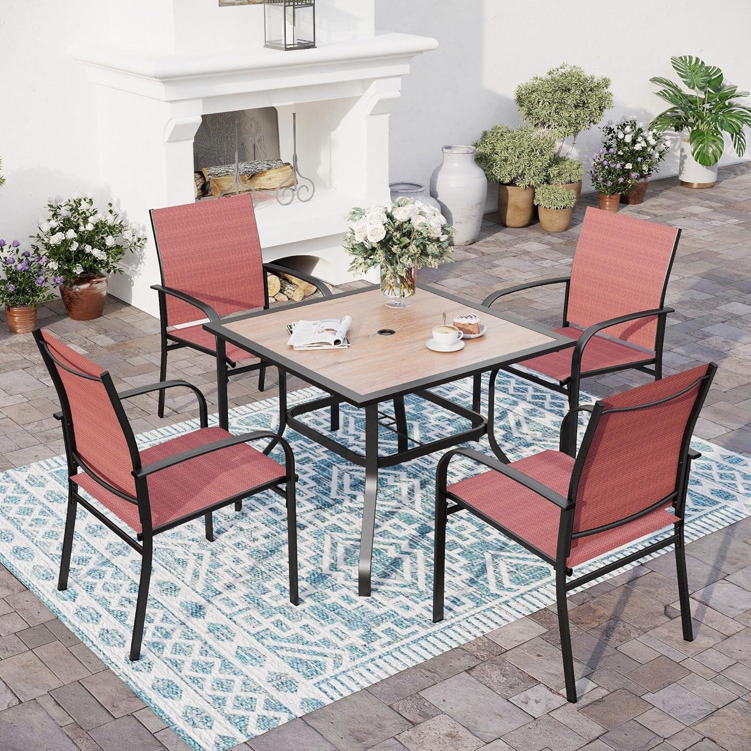 Making Outdoor Meals Cozy Red 5 Piece Patio Dining Set Review
