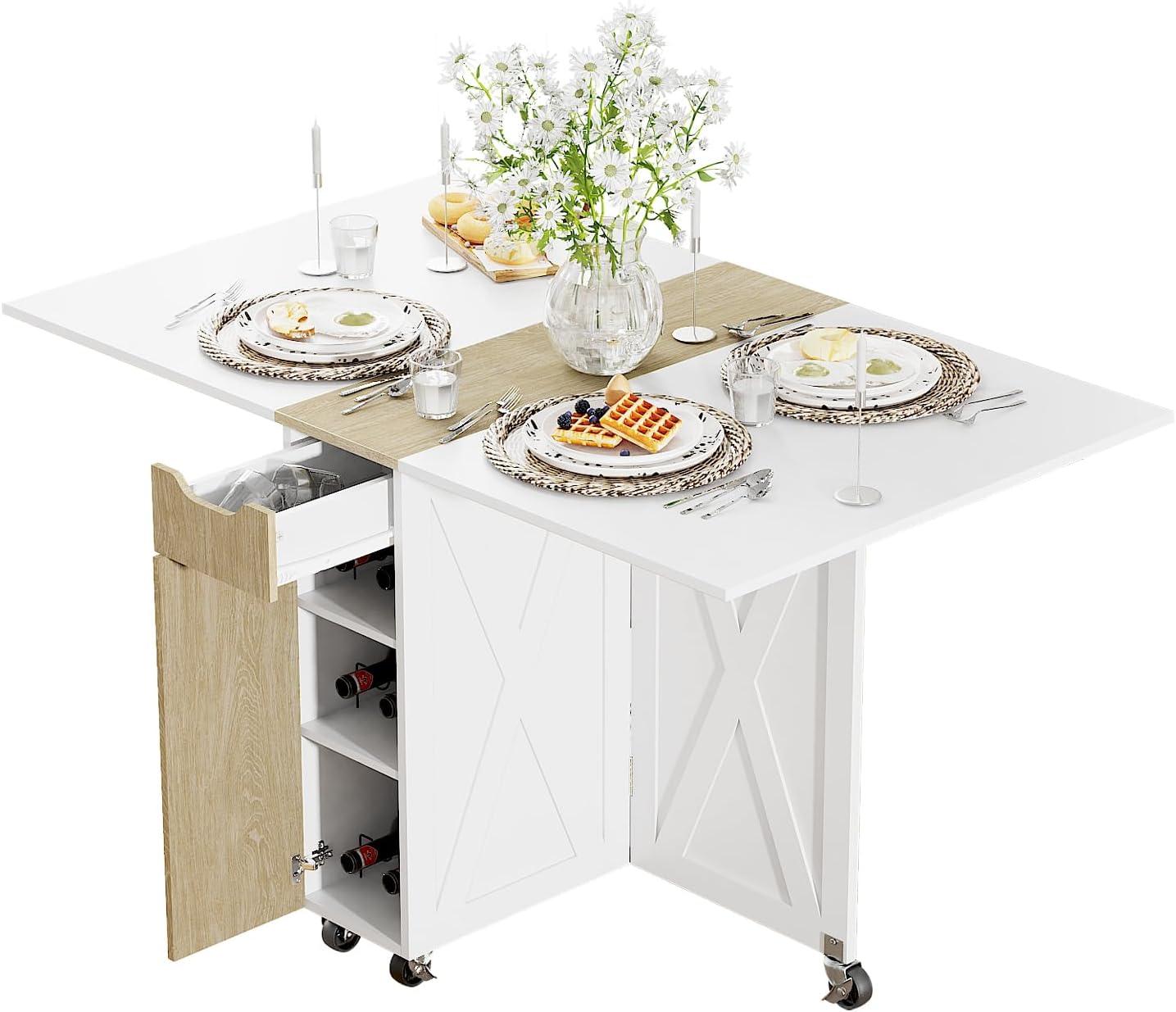 Maximizing Small Spaces A Folding Dining Table With Wheels And Storage
