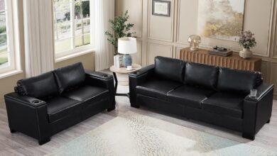 Modern Black Leather Sofa Set Comfort Meets Clever Design