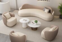 Modern Sectional Sofa Set Curved Cream For Your Comfort
