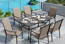Patio Dining Sets For 6 7 Piece Set Roomy For Your Deck
