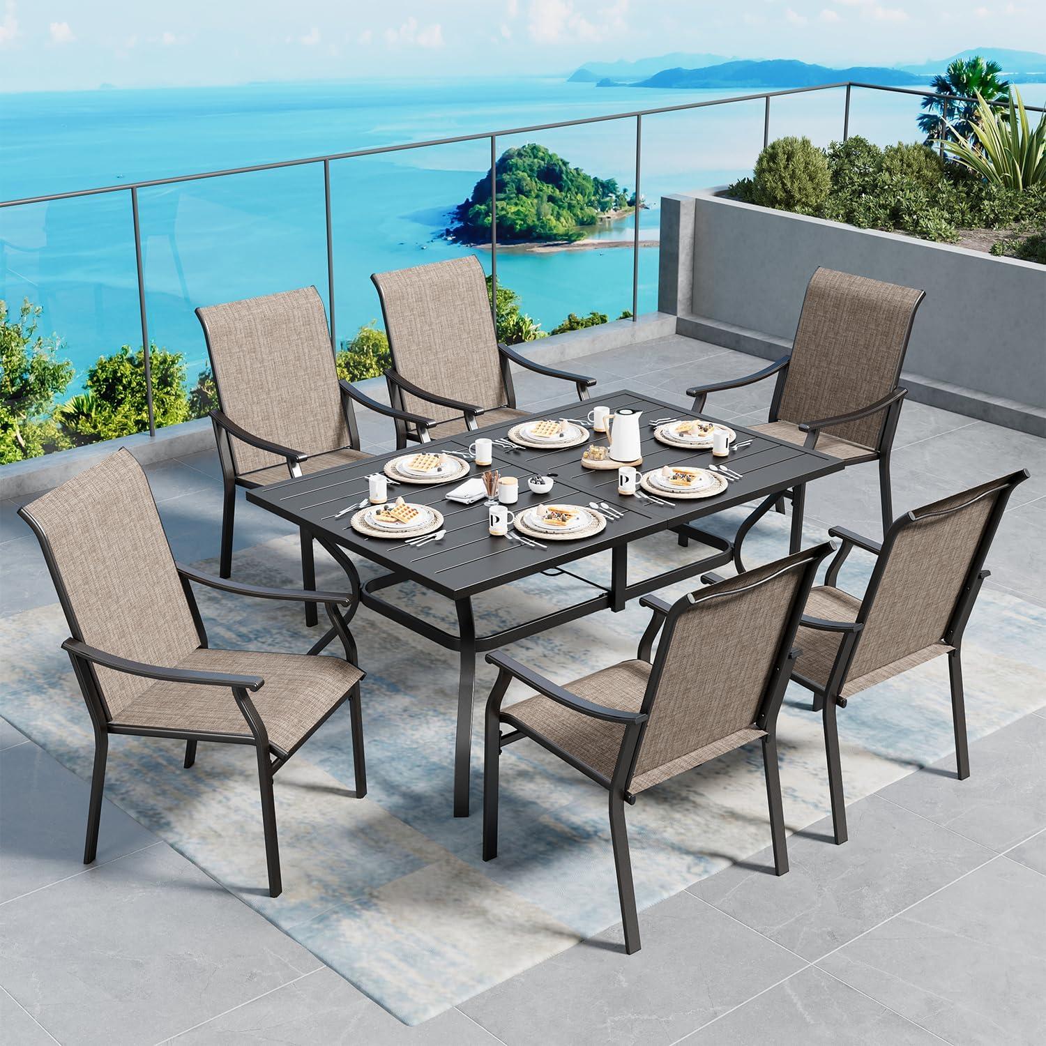 Patio Dining Sets For 6 7 Piece Set Roomy For Your Deck