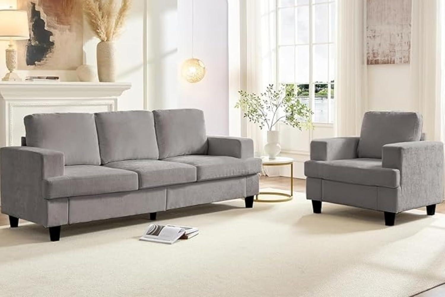 Puremind Chenille Sofa Set Comfort Meets Sleek Living Room Style