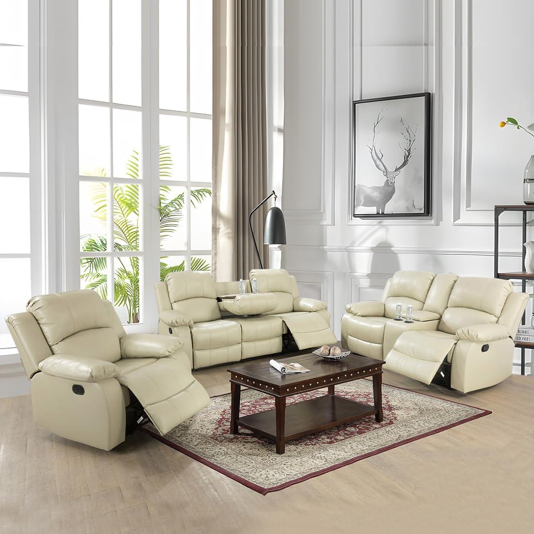 Relaxation Redefined Exploring The Beige Recliner Sofa Set Features