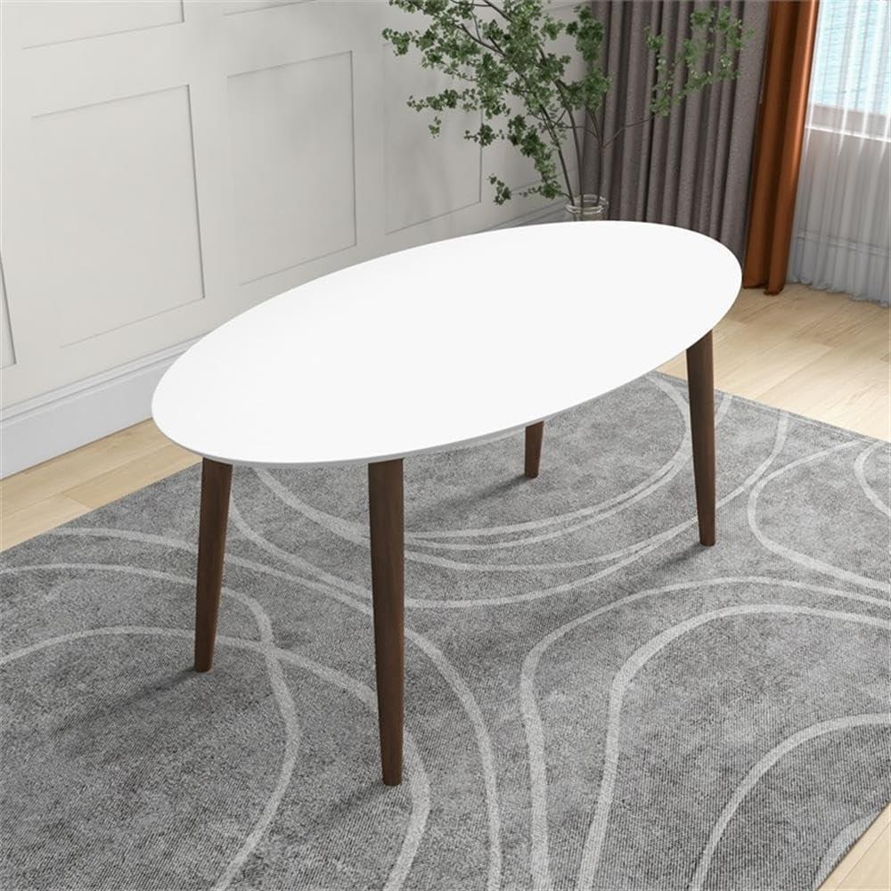 Sleek Walnut & White Oval Table Perfect for Cozy Dining Spaces