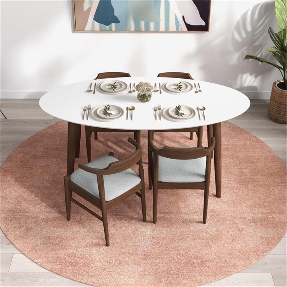 Sleek Walnut & White Oval Table Perfect for Cozy Dining Spaces