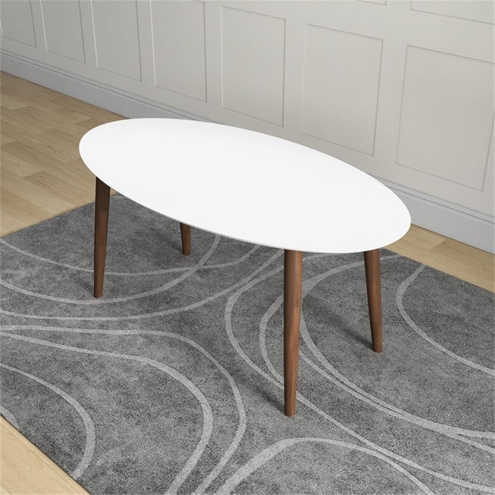 Sleek Walnut & White Oval table Perfect for Cozy Dining Spaces