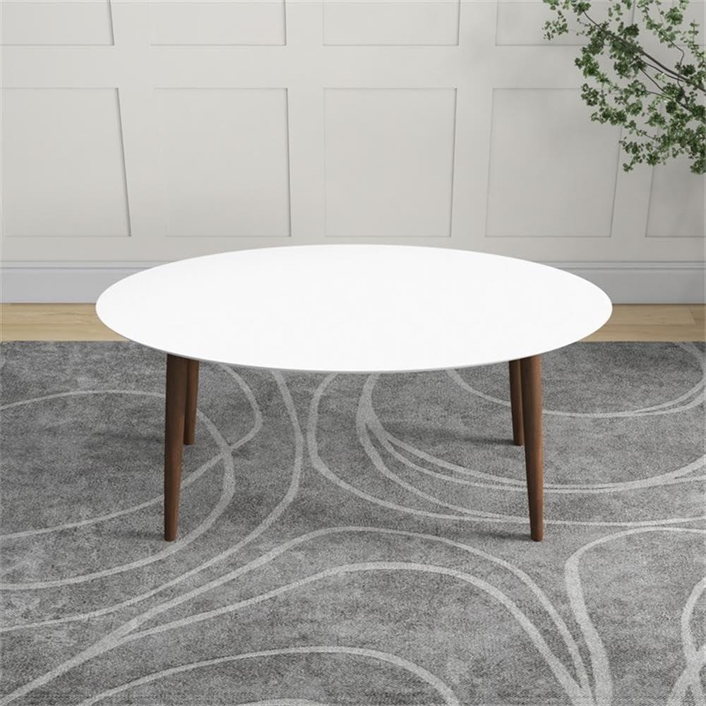 Sleek Walnut & White Oval Table Perfect for Cozy Dining spaces
