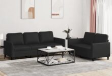 Spacious Black Faux Leather Sectional Style Meets Everyday Comfort