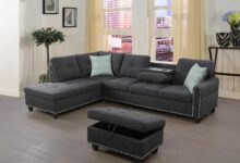 Spacious Charcoal Gray Sectional With Storage And Style