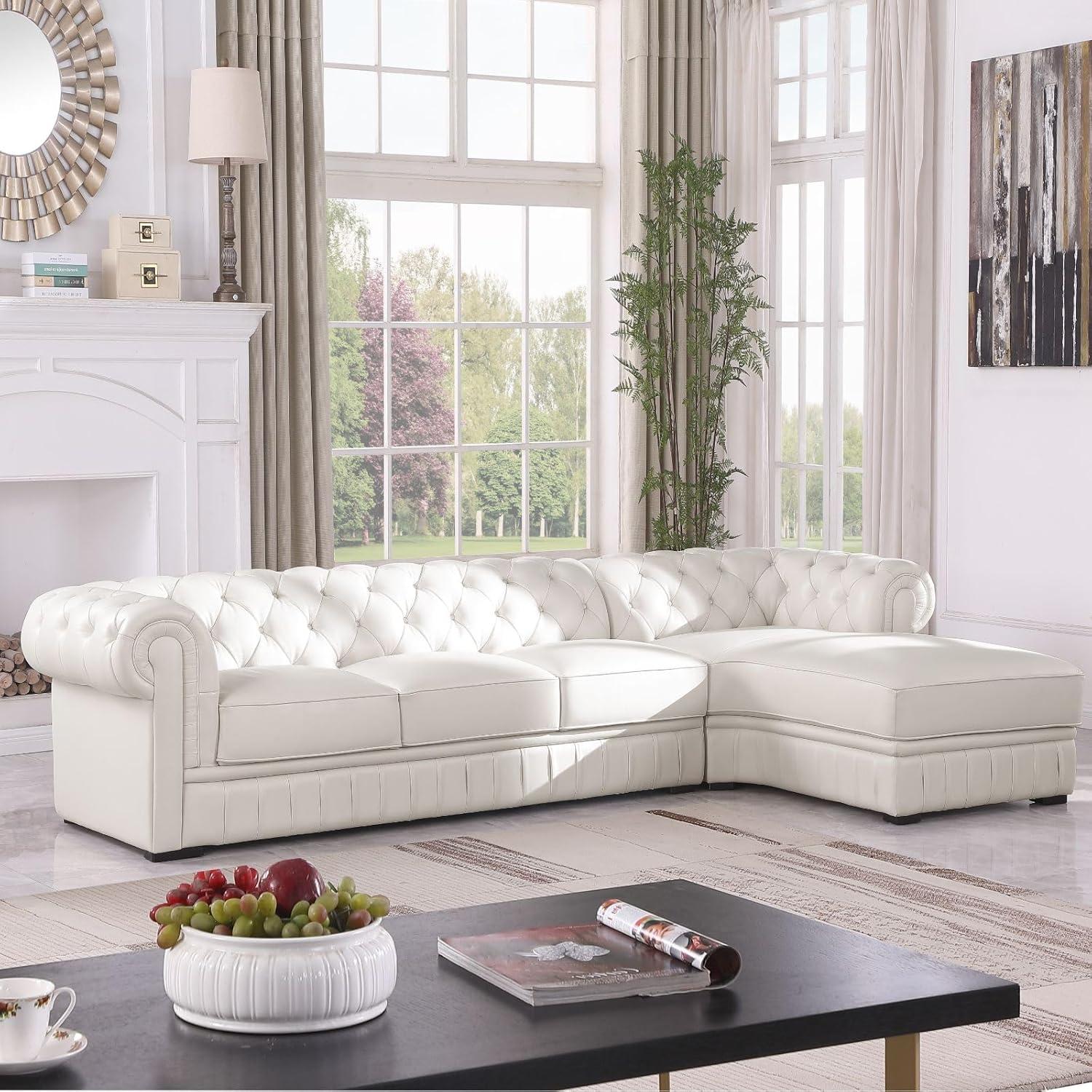 Spacious Chesterfield Leather Sectional Style Meets Comfort