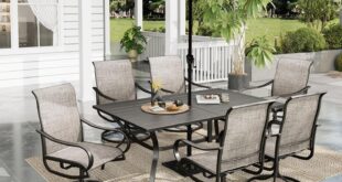 Spacious Comfort And Style Patio Dining Set With Xxl Umbrella