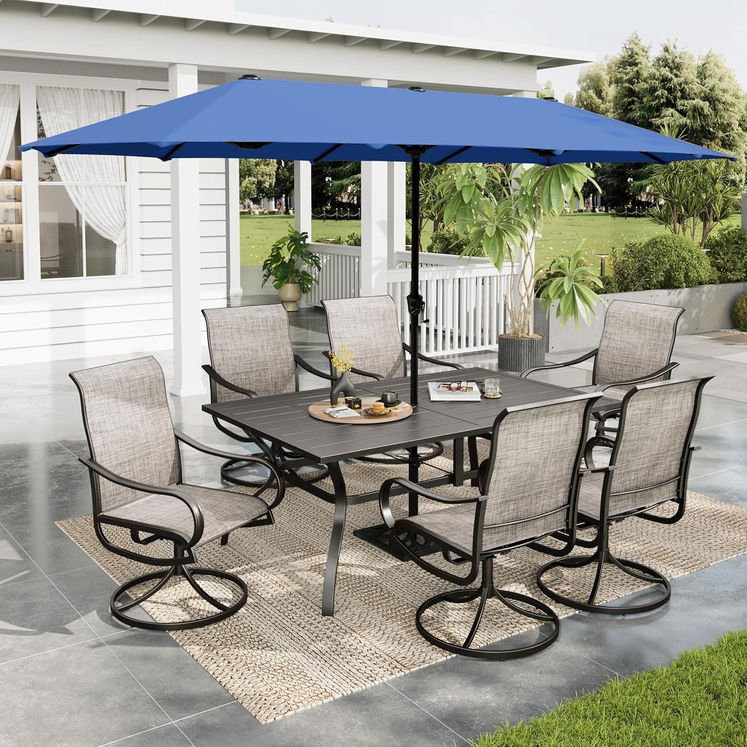 Spacious Comfort And Style Patio Dining Set With Xxl Umbrella