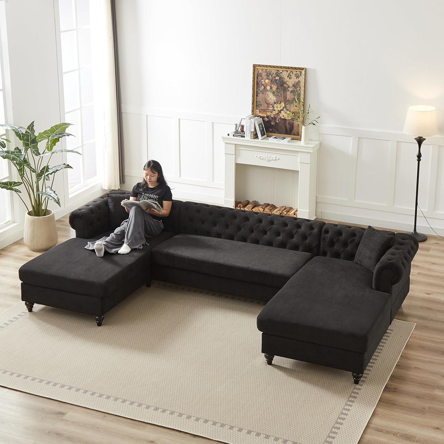 Spacious Comfort Meets Style In A U Shaped Chenille Sofa