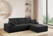 Spacious Corduroy Sectional Sofa With Versatile Ottoman Comfort