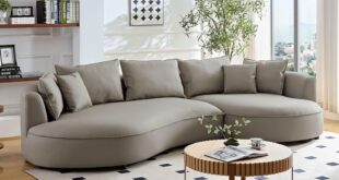 Spacious Curved Bonded Leather Sectional Perfect For Relaxing Together
