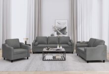 Spacious Dark Gray Sofa Set Offering Comfort And Durability