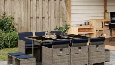 Spacious Stylish Exploring An 11 Piece Gray Patio Set