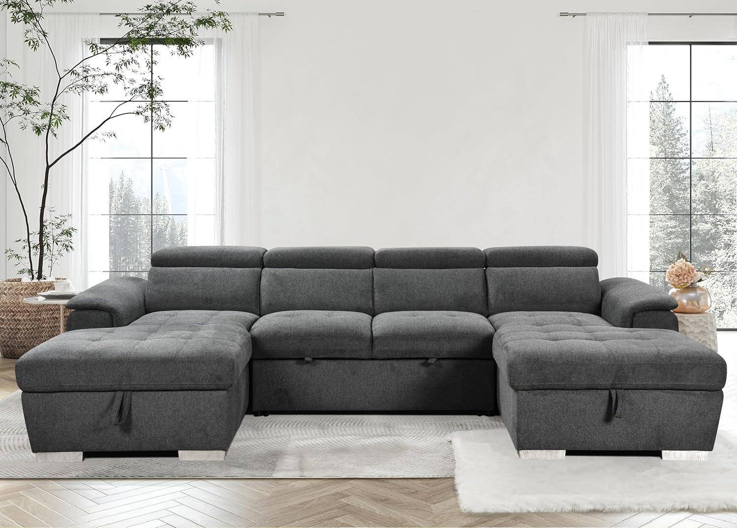 Spacious U Shaped Sleeper Sofa With Smart Storage Solutions