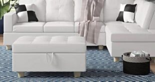 Spacious White L Shape Sectional Sofa Set With Storage Ottoman