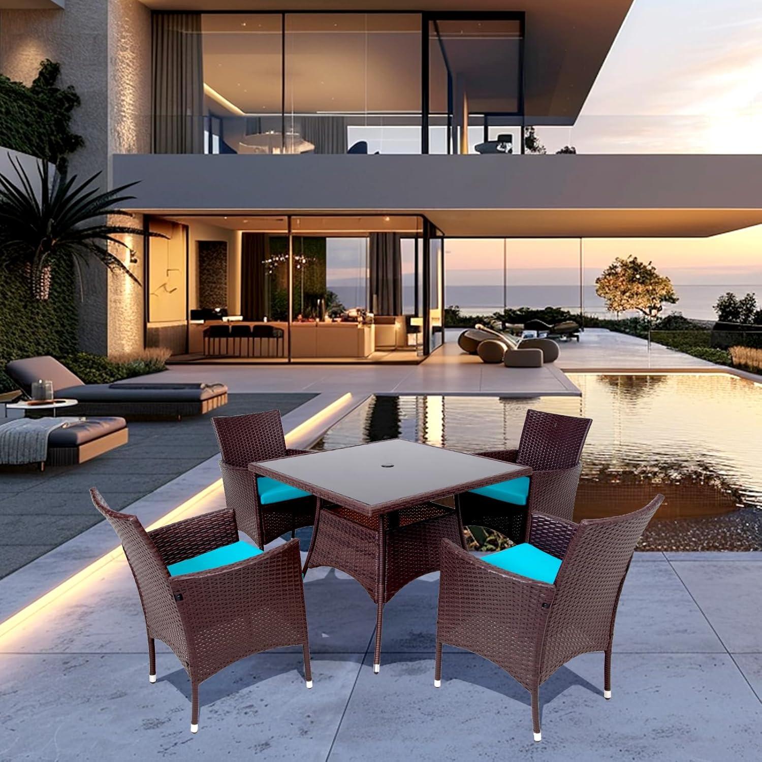 Sunnymall Outdoor Wicker Dining Set For Your Compact Patio