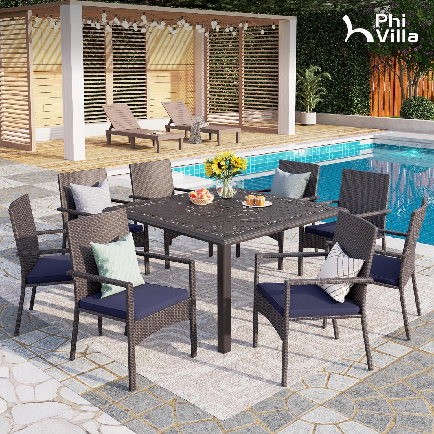 Transforming Outdoor Spaces with PHI VILLA's Elegant 9-Piece Dining Set