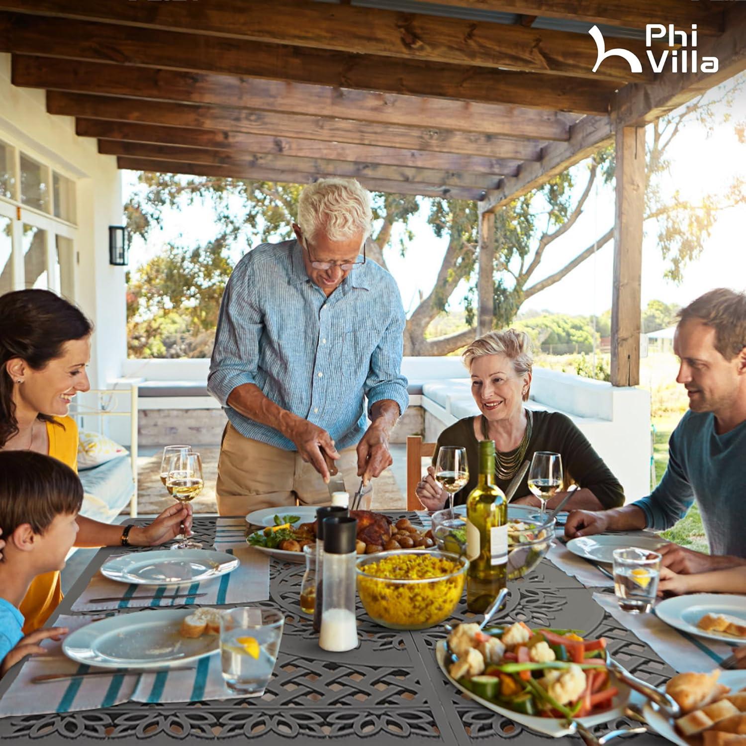 Transforming Outdoor Spaces with PHI VILLA's Elegant 9-Piece Dining Set