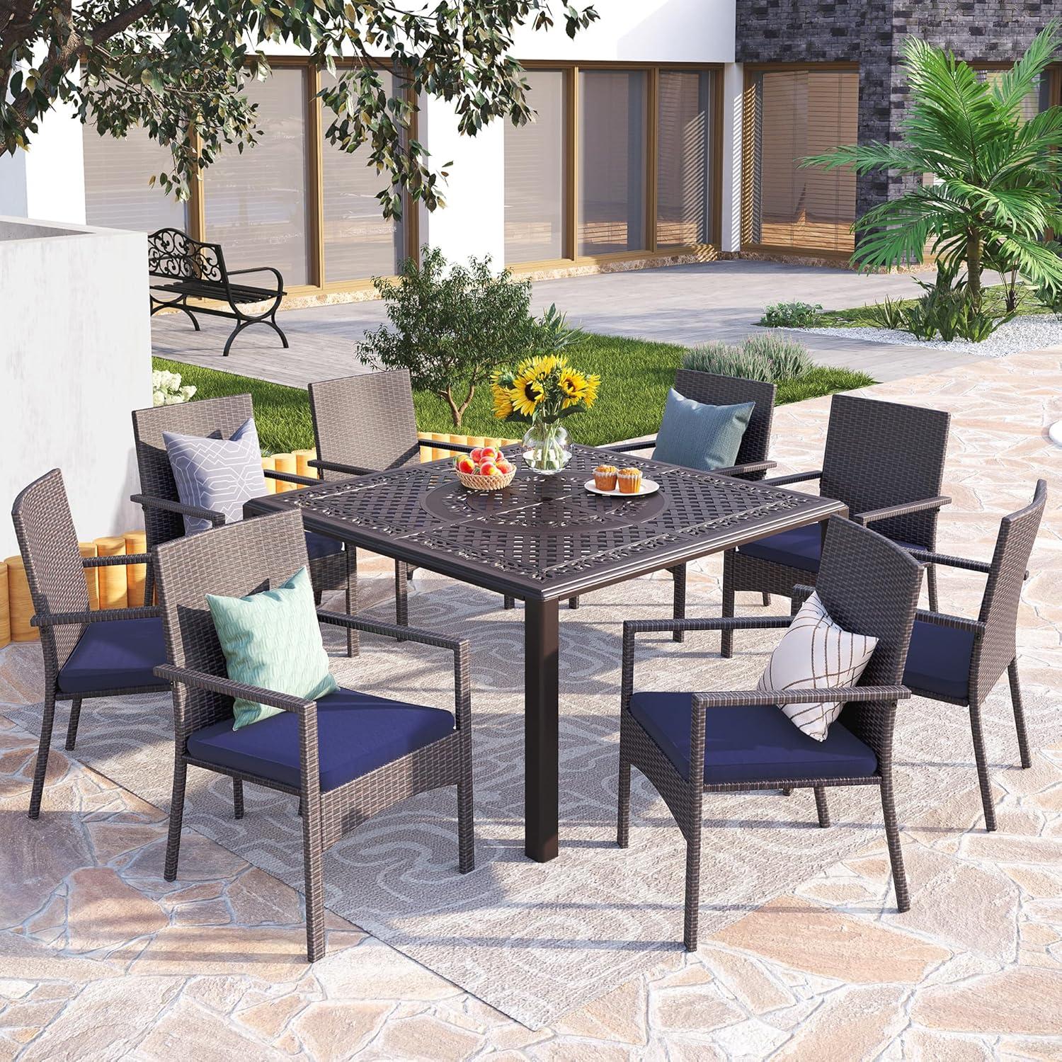 Transforming Outdoor Spaces With Phi Villa Elegant 9 Piece Dining Set