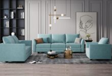 Versatile Aqua Blue Sofa Set Comfort Meets Easy Assembly