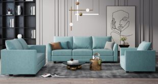 Versatile Aqua Blue Sofa Set Comfort Meets Easy Assembly