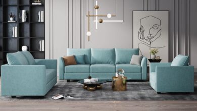 Versatile Aqua Blue Sofa Set Comfort Meets Easy Assembly