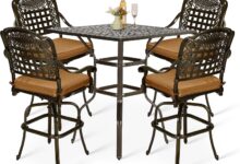 Vivijason 5 Piece Bar Height Patio Dining Set For Your Deck