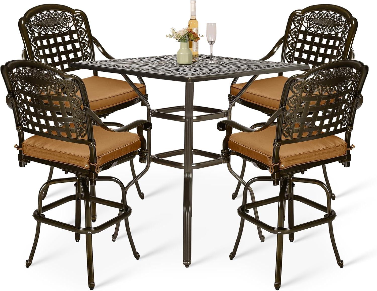Vivijason 5 Piece Bar Height Patio Dining Set For Your Deck