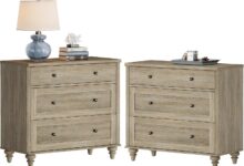 Wampat Farmhouse Nightstand With 3 Drawers Fits Your Space