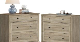 Wampat Farmhouse Nightstand With 3 Drawers Fits Your Space